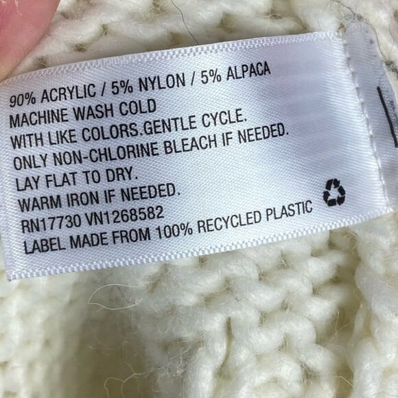 Fairisle Alpaca Blend Chunky‎ Knit Sweater Tunic Oversize White Black Nordic XXL - Picture 6 of 8